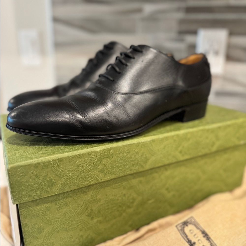 Gucci Men’s Adel Double G Black Leather Dress Shoes Oxford US 9.5 | EU 43 | UK 9 - Picture 5 of 7